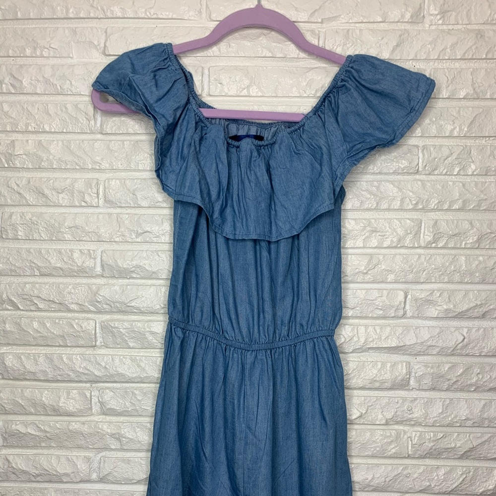 Blue Francesca’s off the shoulder Romper